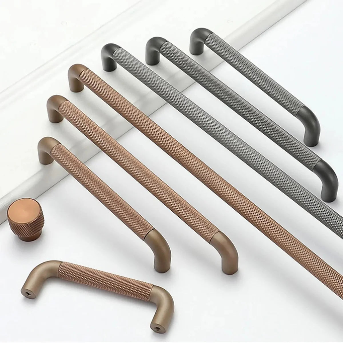 Image of Textured Bar & Knob Handle Set – Modern Industrial Design