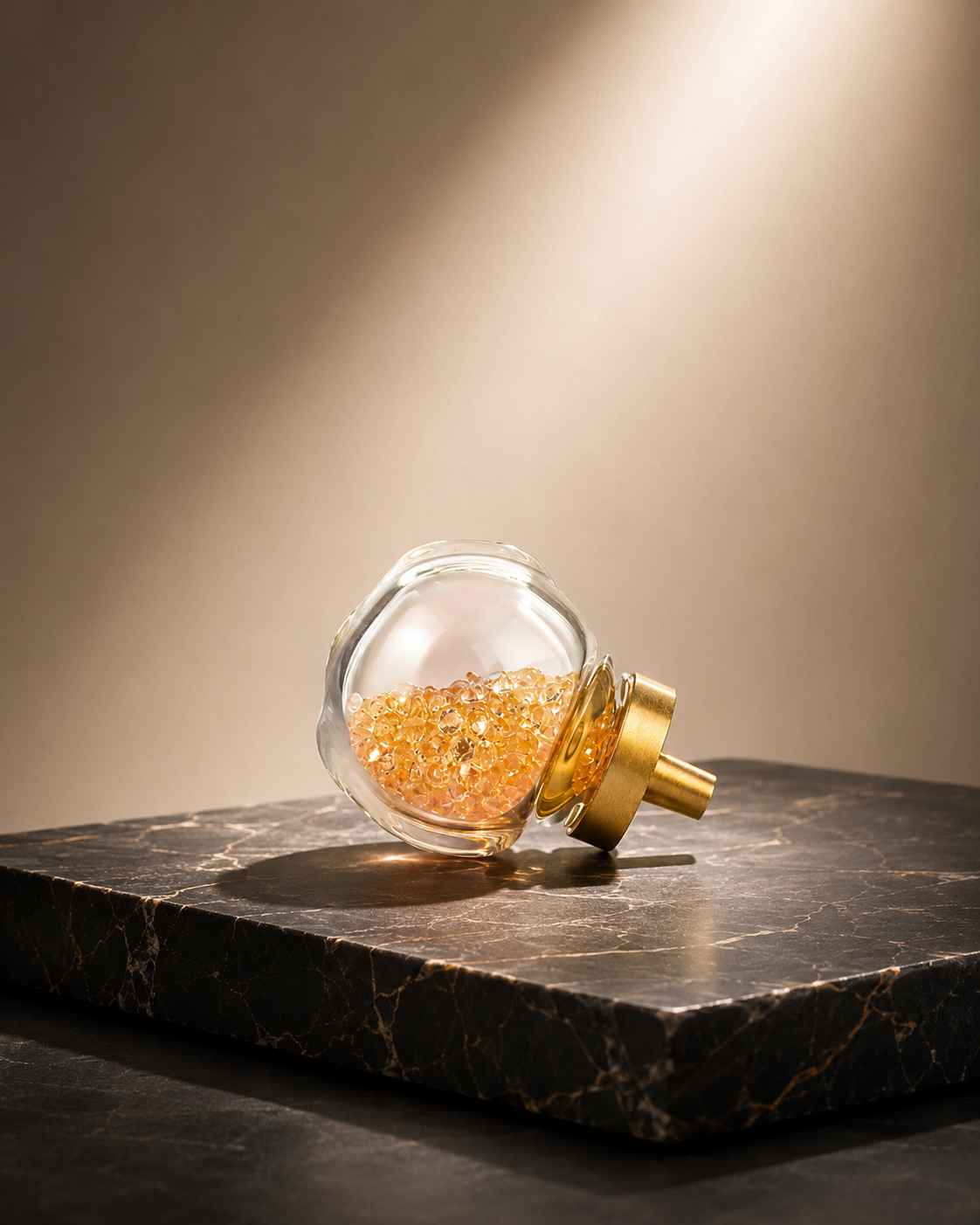 Image of Moon Orb Glitter Glass & Brass Knob