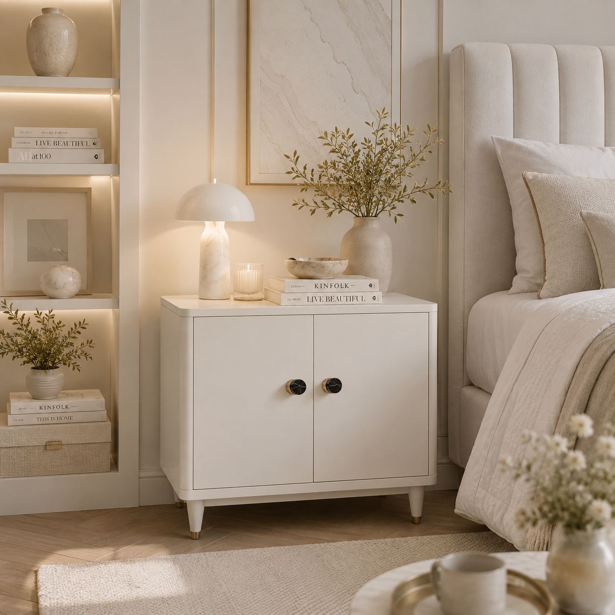 Image of Karish Marble & Brass Knobs Luxury Finish