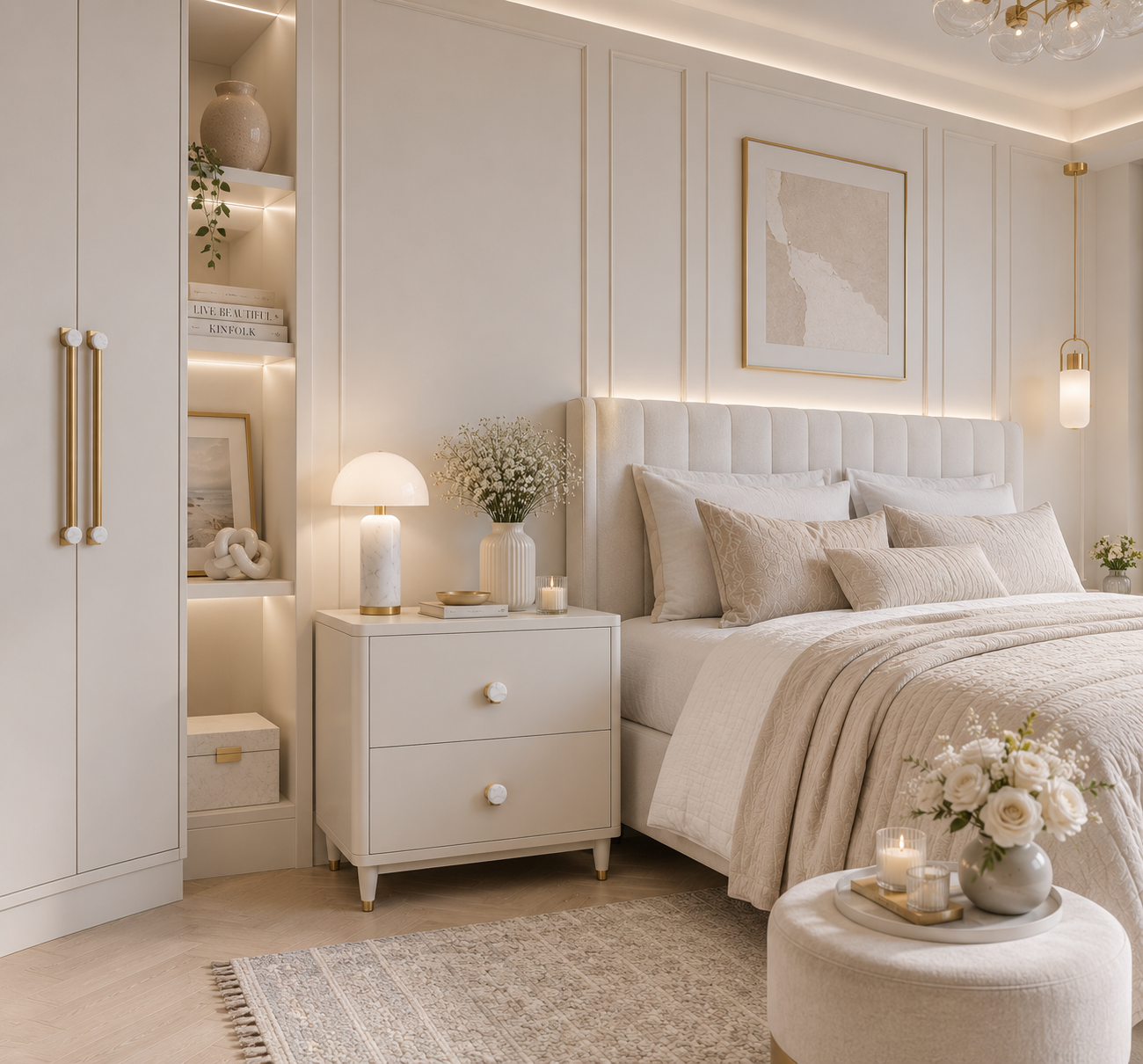 Image of Karish Marble & Brass Knobs Luxury Finish