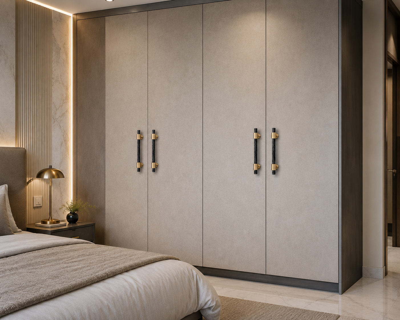 Image of Karish Marble & Brass Handles Brushed Finish