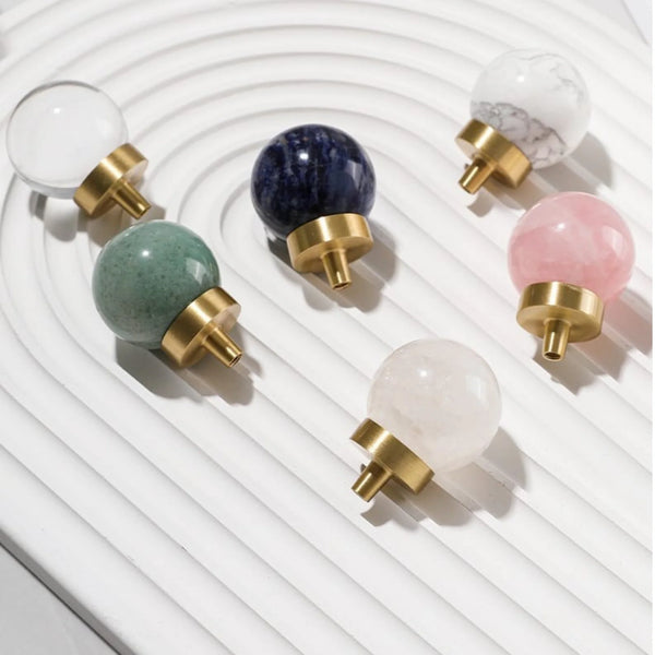 Natural Crystal Ball & Brass Cabinet Knob