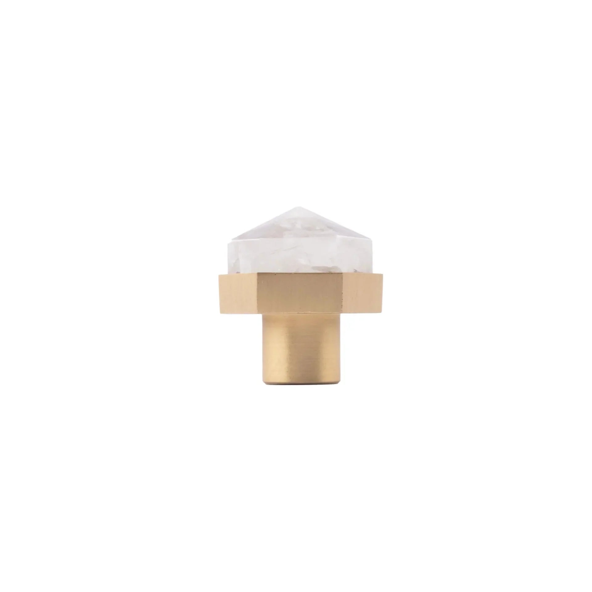 Image of Natural Crystal & Brass Hexagon Knob