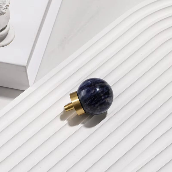 Natural Crystal Ball & Brass Cabinet Knob