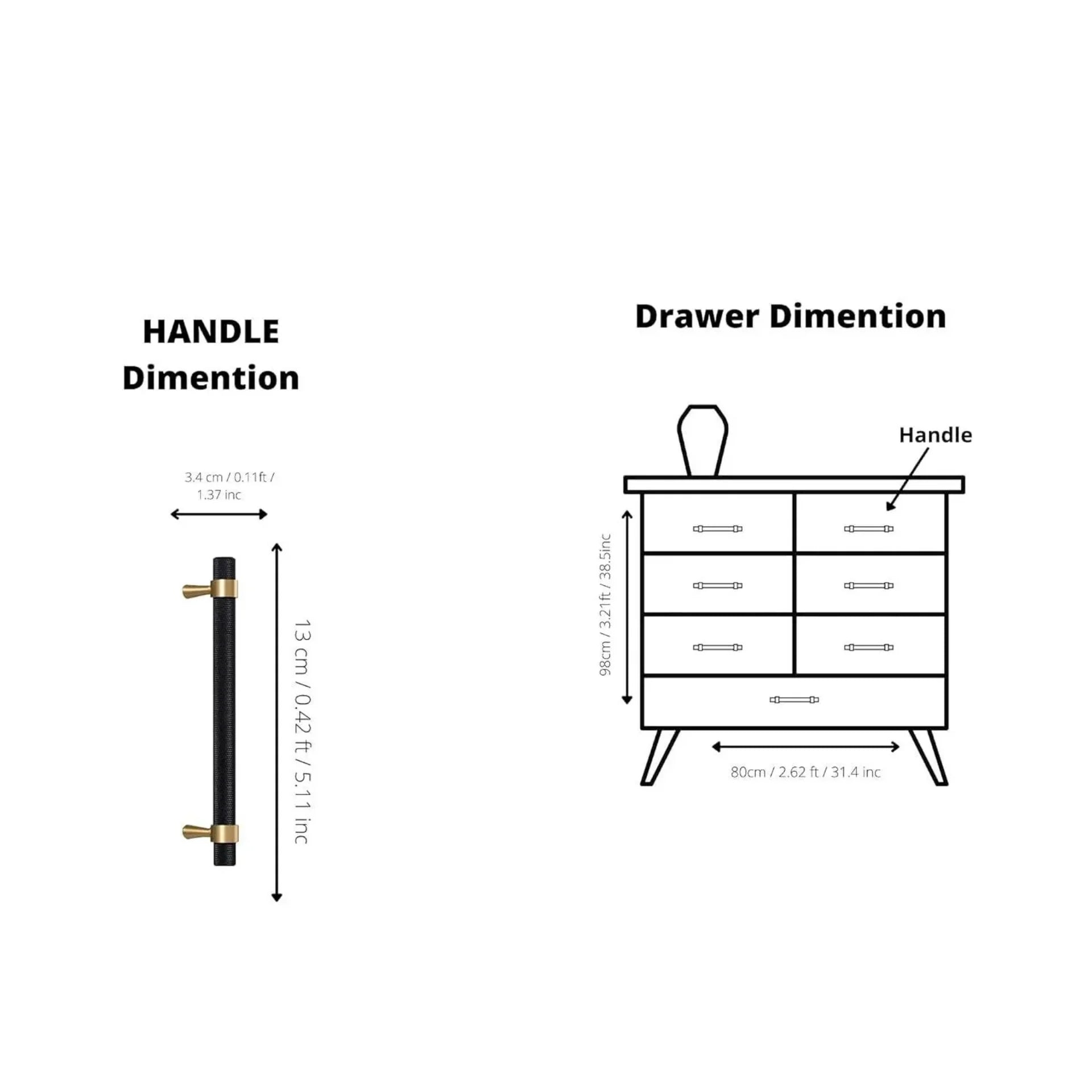 Image of Knurled Black and Gold T-Bar Handle Collection