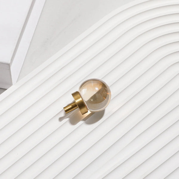 Natural Crystal Ball & Brass Cabinet Knob