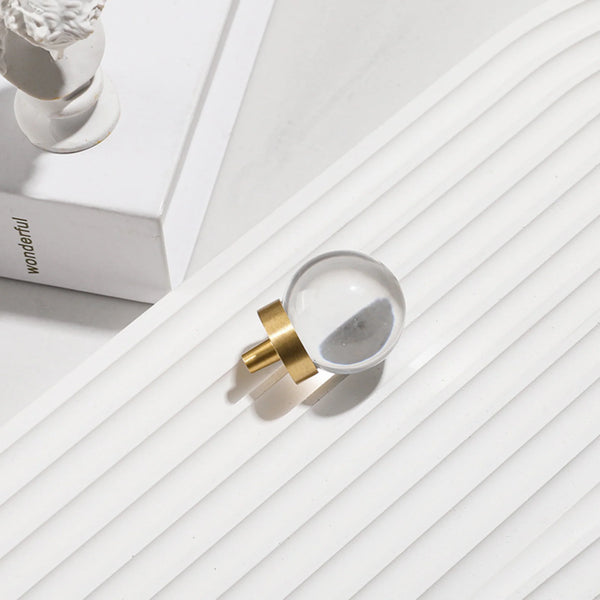 Natural Crystal Ball & Brass Cabinet Knob