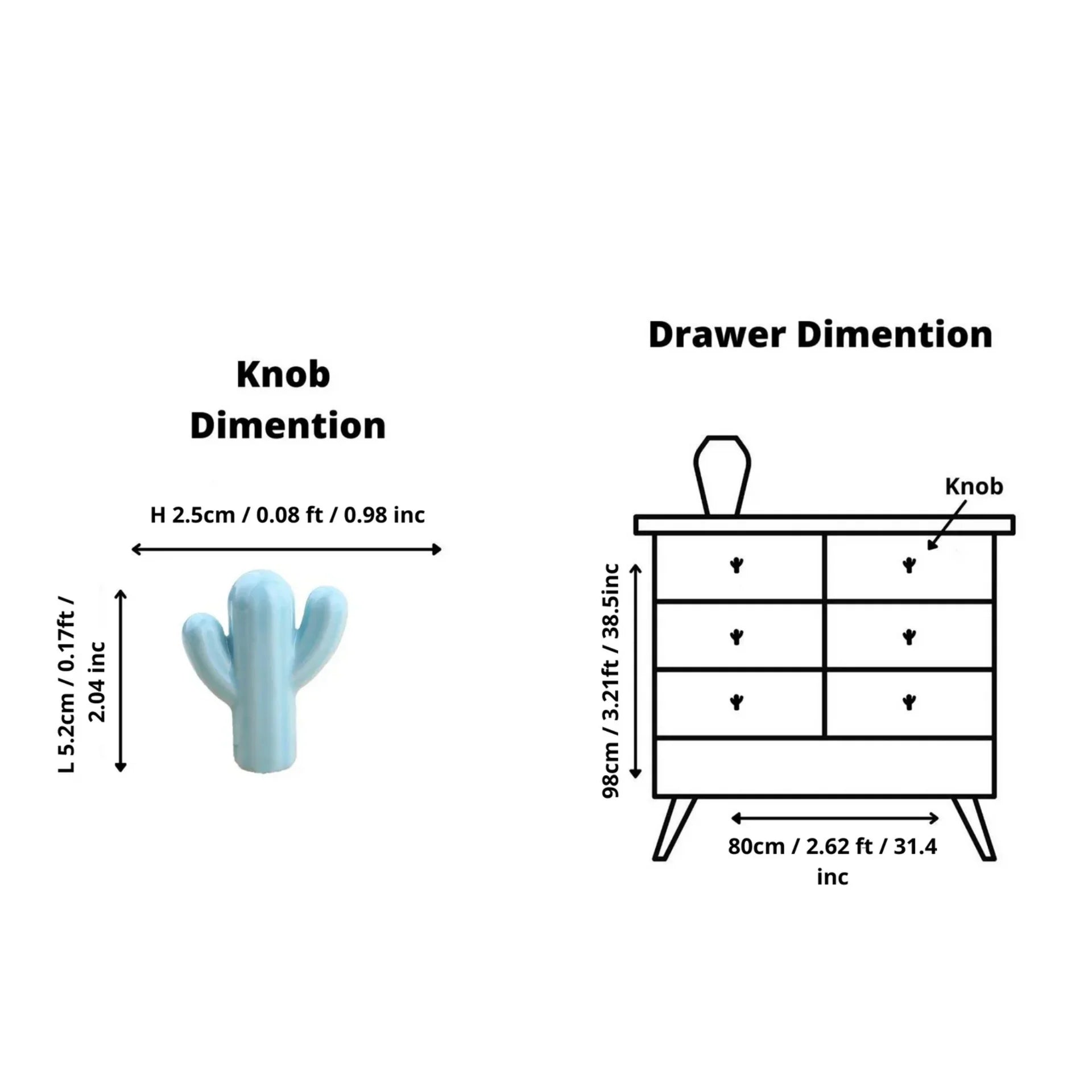 Image of Ceramic Cactus Cabinet Knob