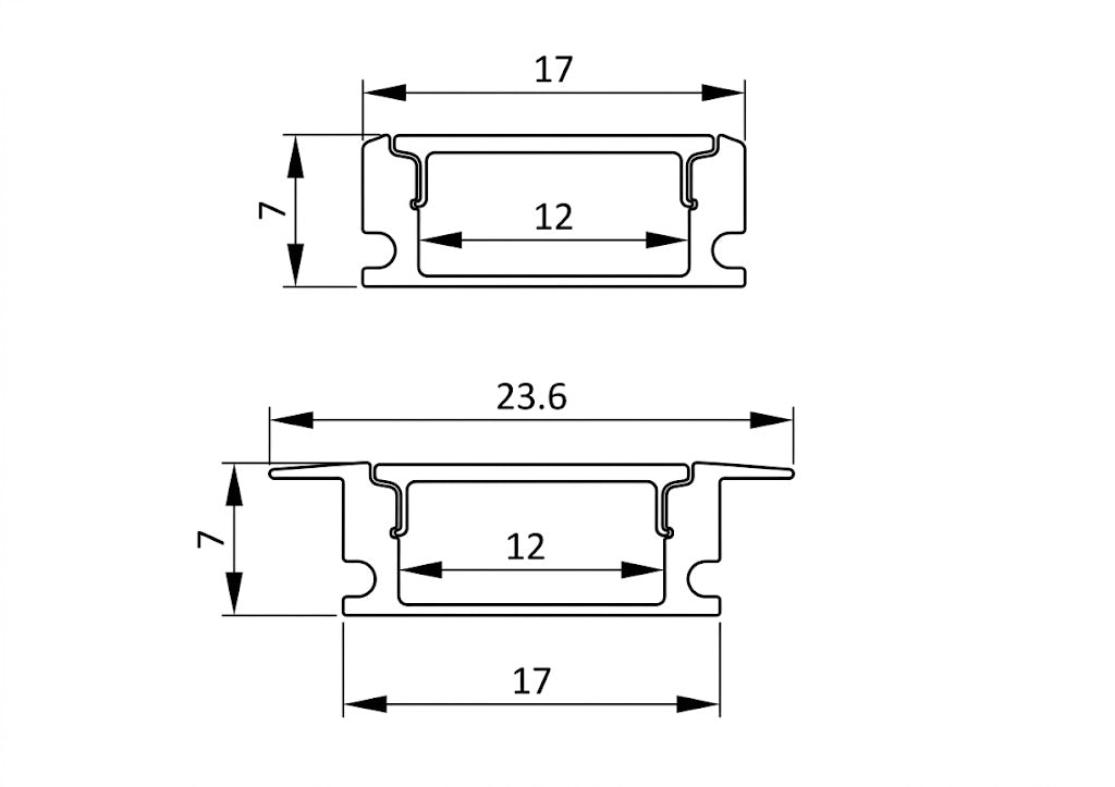 Image of 17MM Heavy Concealed / Surface Clear Diffuser Aluminium Profile