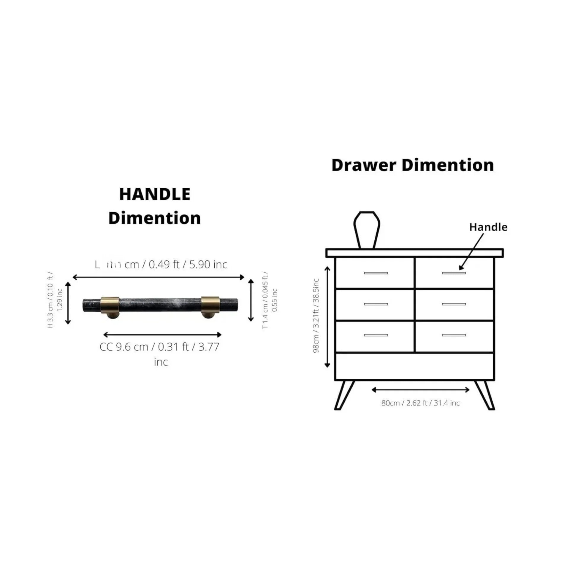 Image of Karish Marble & Brass Handles Brushed Finish