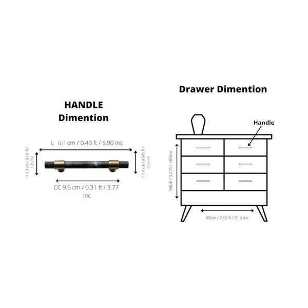 Karish Marble & Brass Handles Brushed Finish