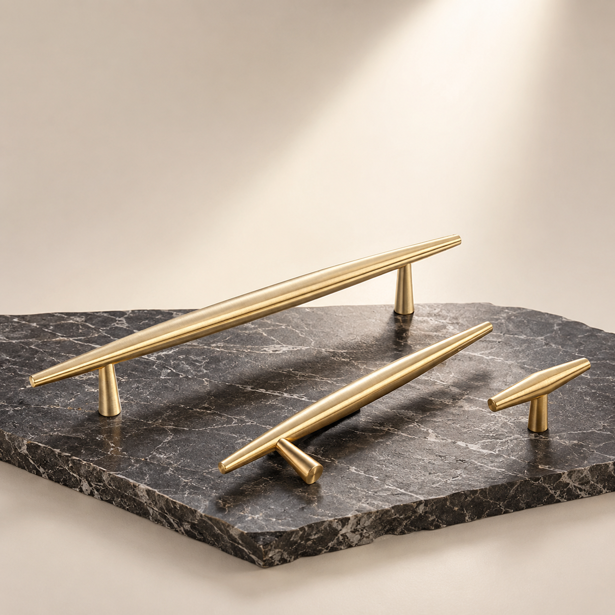 Image of Spindle Tapered Brass Cabinet Pull