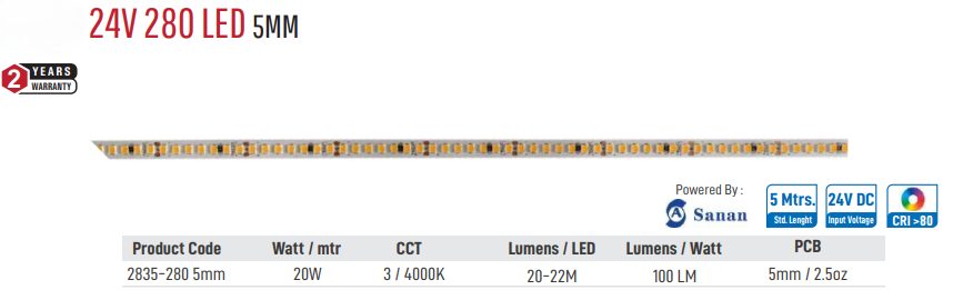 Image of Enso 24V 280 LED 5mm