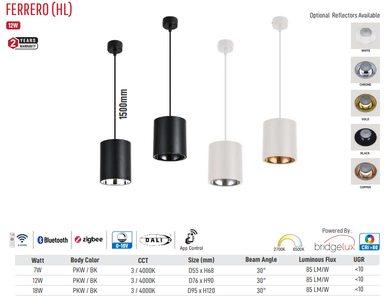 Image of Ferrero (HL) Led Hanging Light (Black)