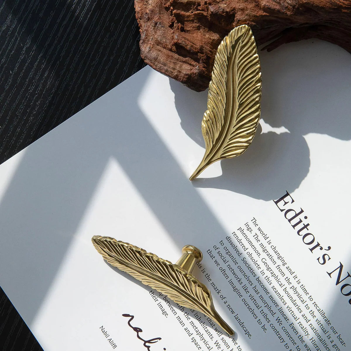 Image of Solid Brass Leaf Cabinet Handles (Left & Right