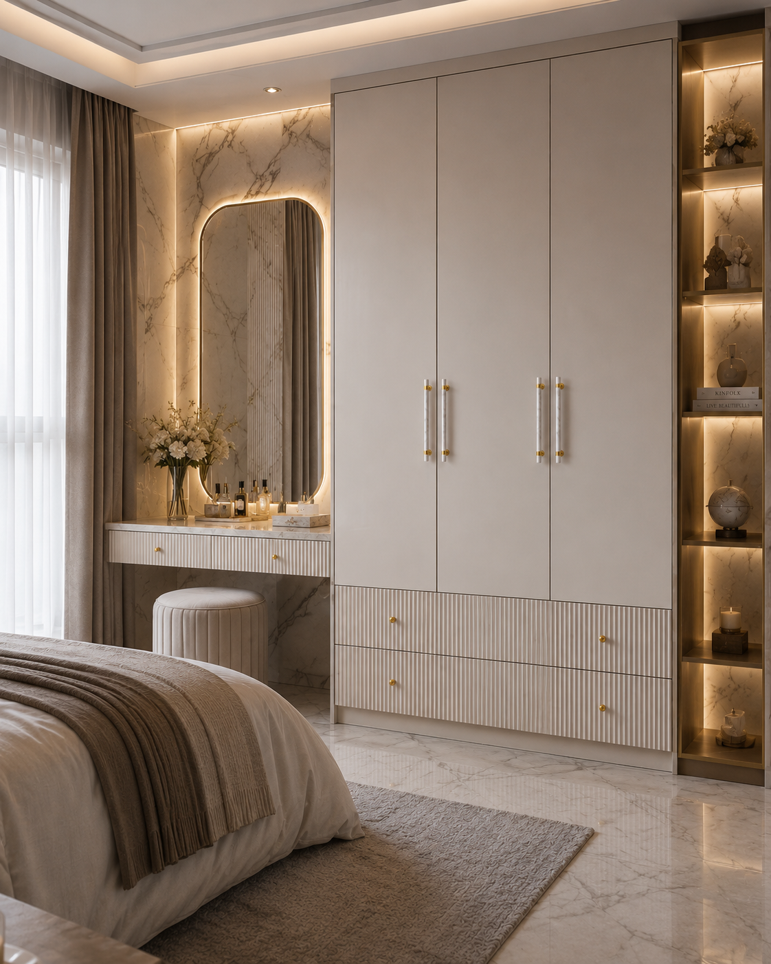 Image of Karish Marble & Brass Handles Brushed Finish