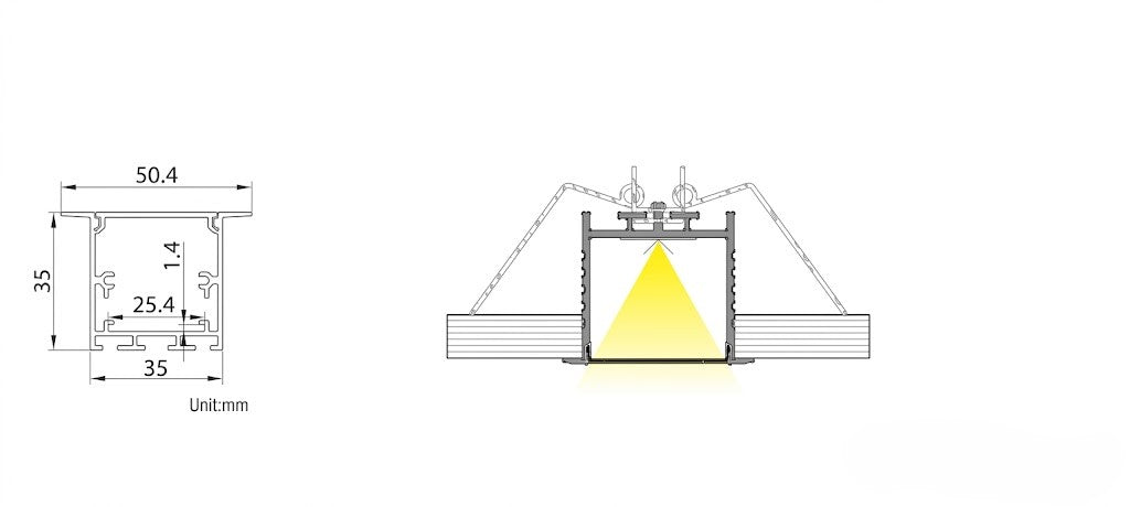 Image of 3535 (Deep) Concealed LED Aluminium Profile