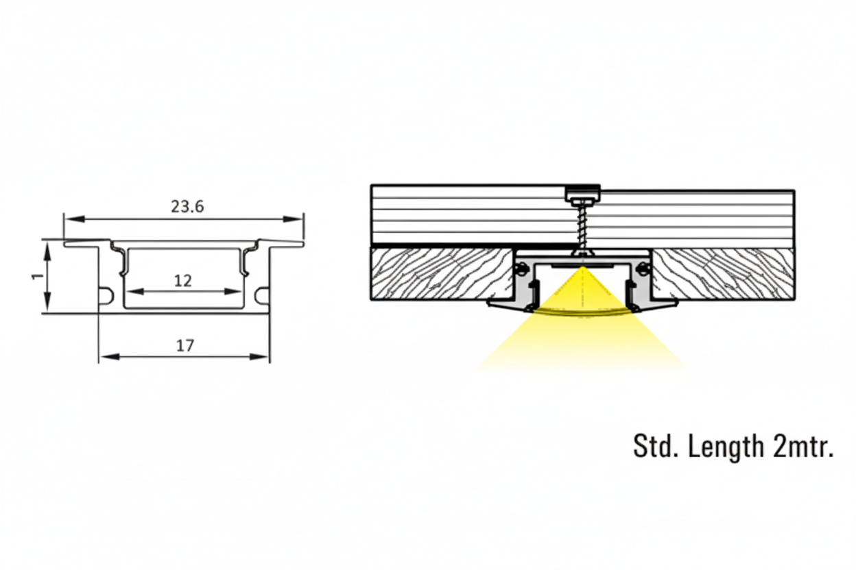 Image of LED Aluminium Profile 17MM Heavy Concealed