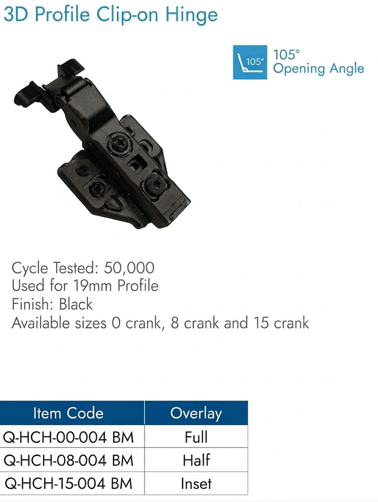 Image of 3D Profile Clip-on Hinge