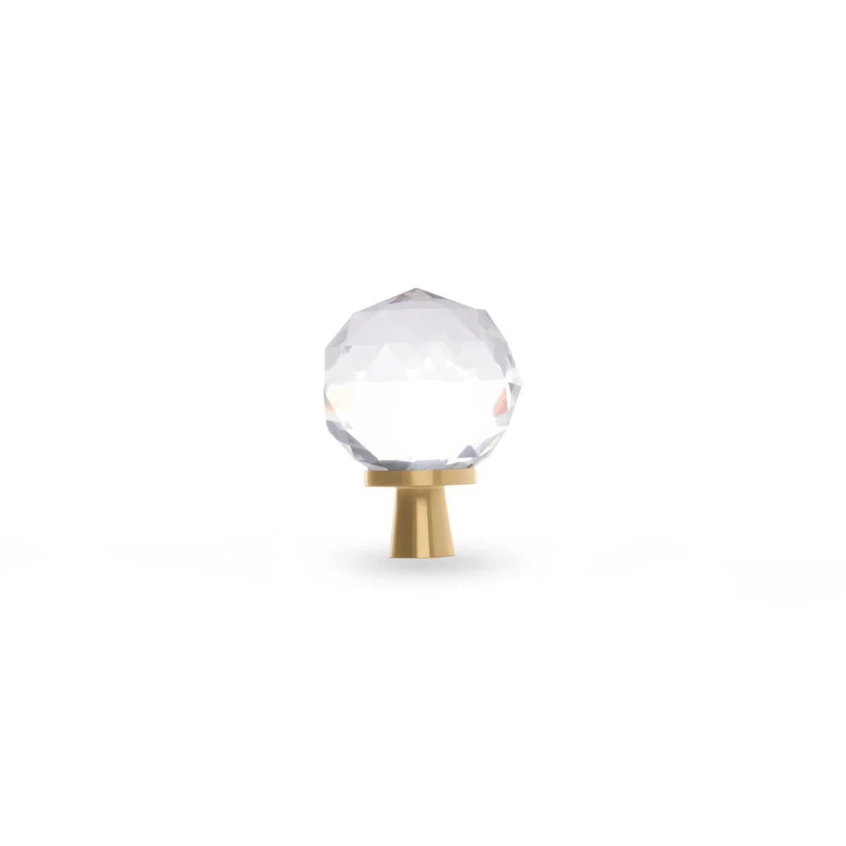 Image of Round Faceted Crystal & Brass Cabinet Knob