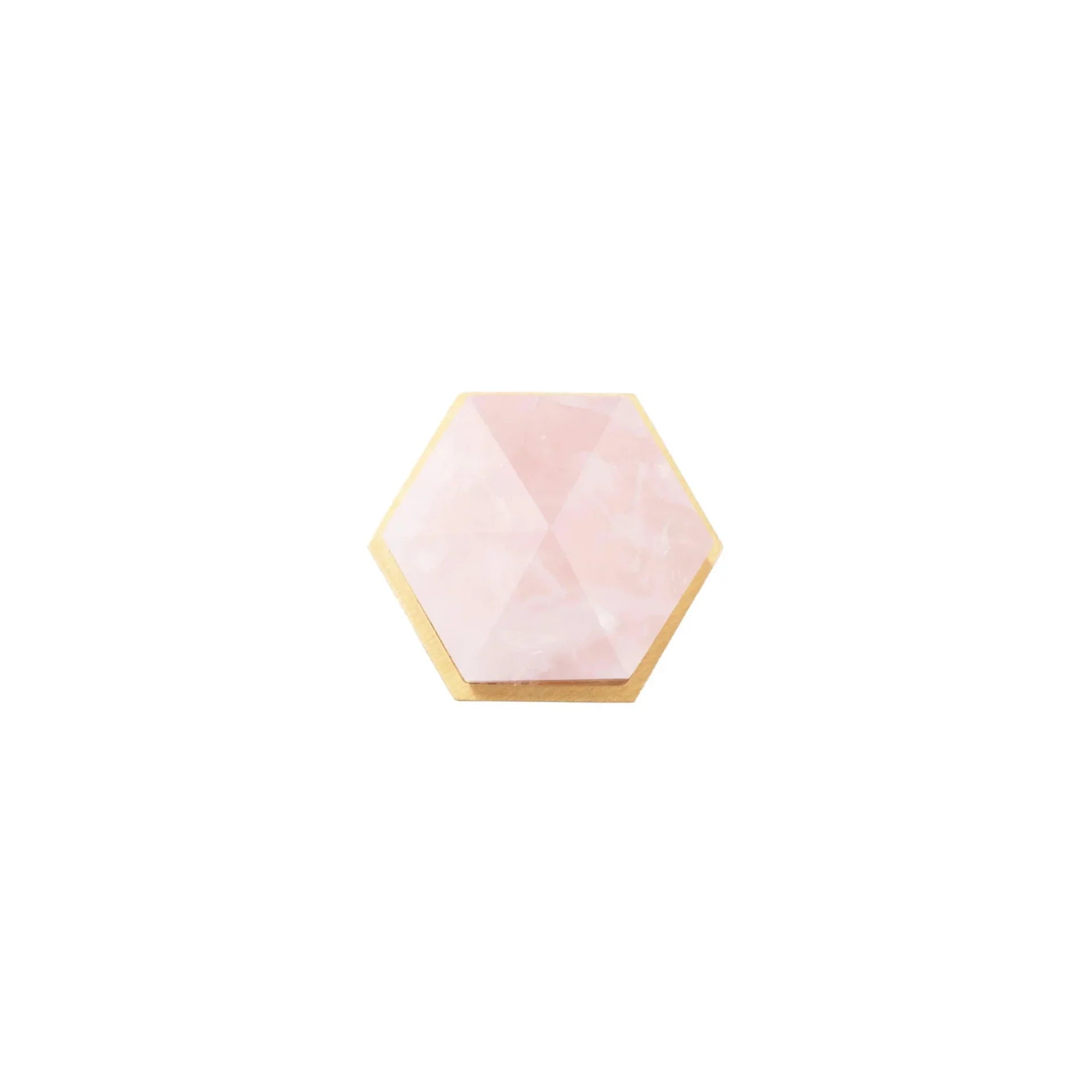 Image of Natural Crystal & Brass Hexagon Knob