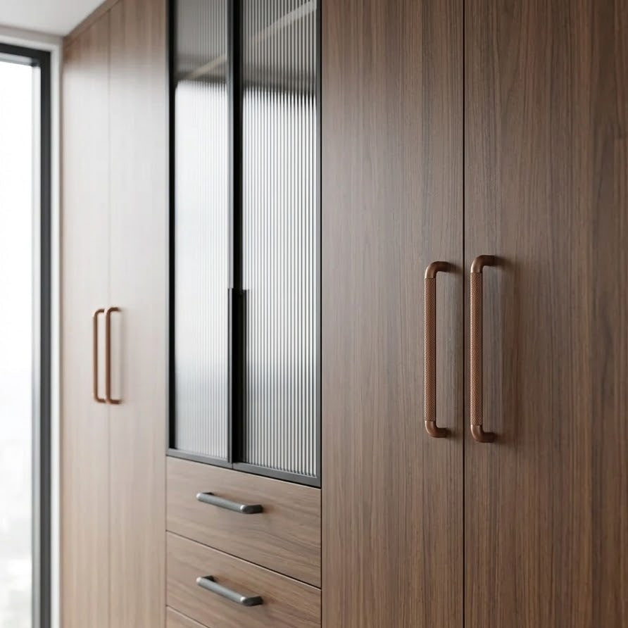 Image of Textured Bar & Knob Handle Set – Modern Industrial Design