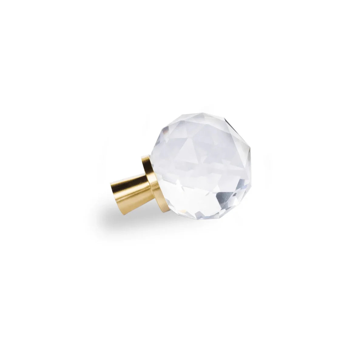Image of Round Faceted Crystal & Brass Cabinet Knob