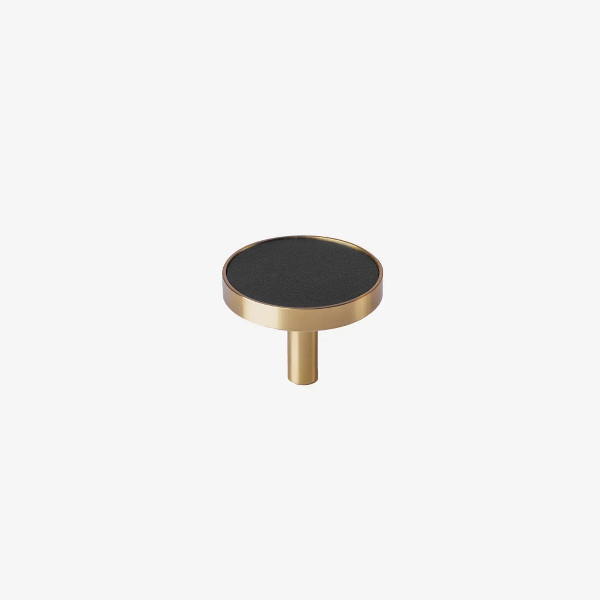 Image of Brushed Brass and Leather Round Handle