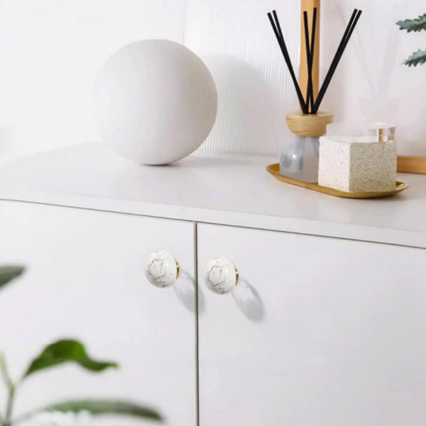Natural Crystal Ball & Brass Cabinet Knob