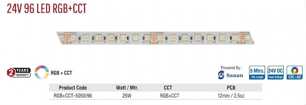 Image of Enso 24V 96 LED RGB+CCT Strip Light