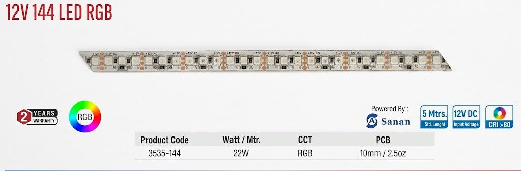 Image of Enso 12V 144 LED RGB Strip Light