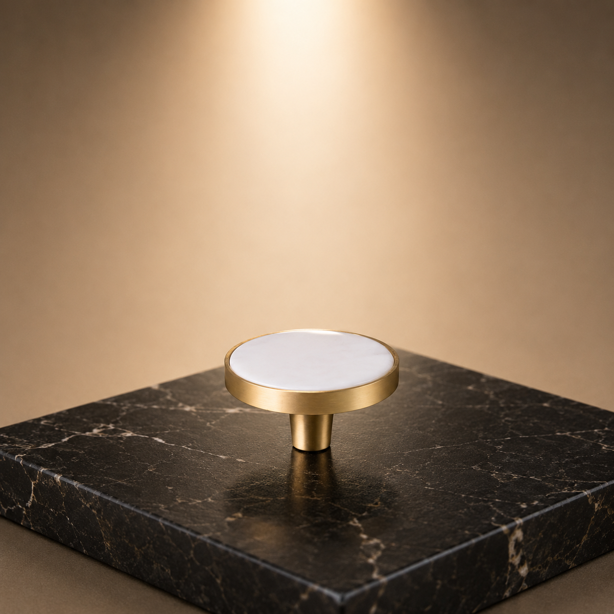 Image of Mother of Pearl & Brass Round Cabinet Knob