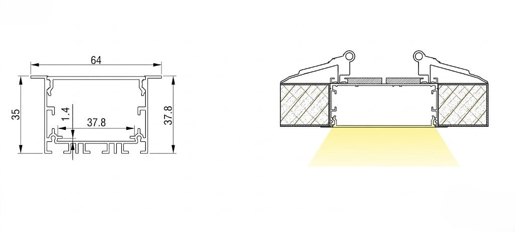 Image of 5035 (Deep) Concealed LED Aluminium Profile