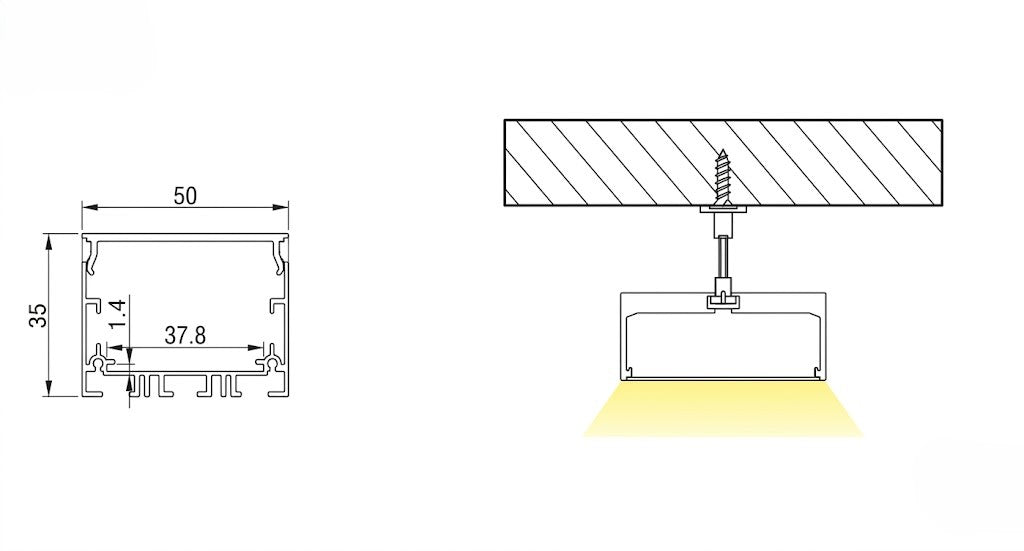 Image of 5035 (Deep) Surface LED Aluminium Profile