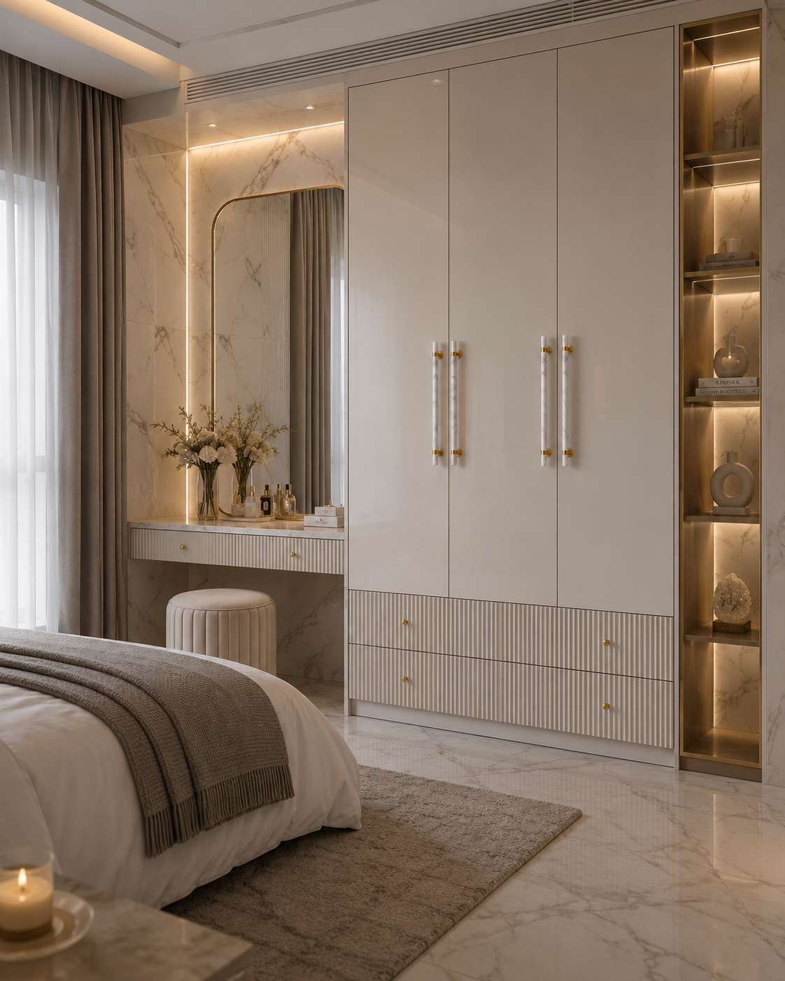 Image of Karish Marble & Brass Handles Brushed Finish