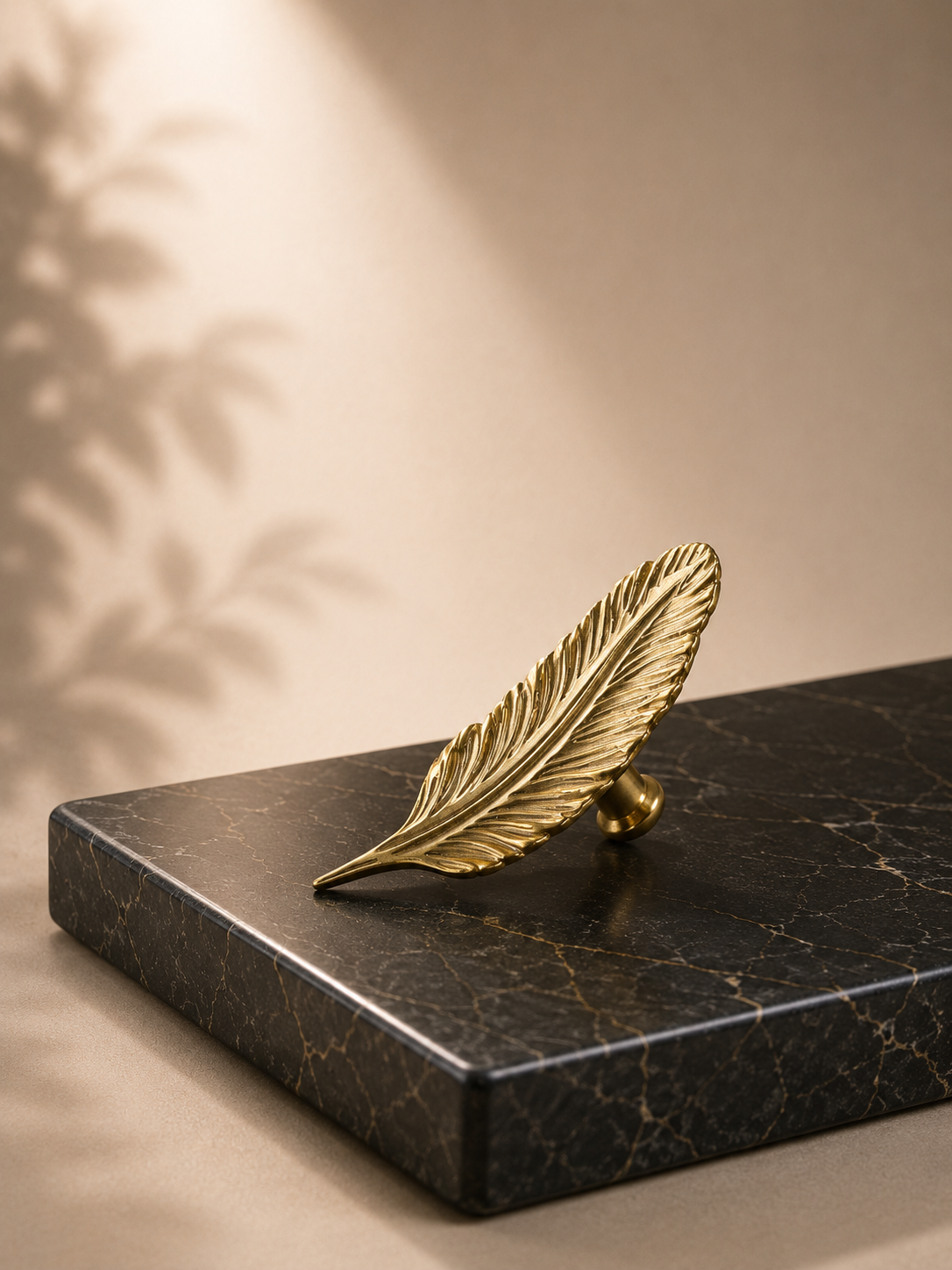 Image of Solid Brass Leaf Cabinet Handles (Left & Right)