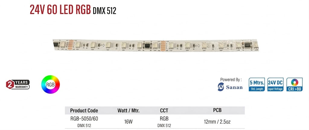Image of Enso 24V 60 LED RGB DMX 512  Strip Light