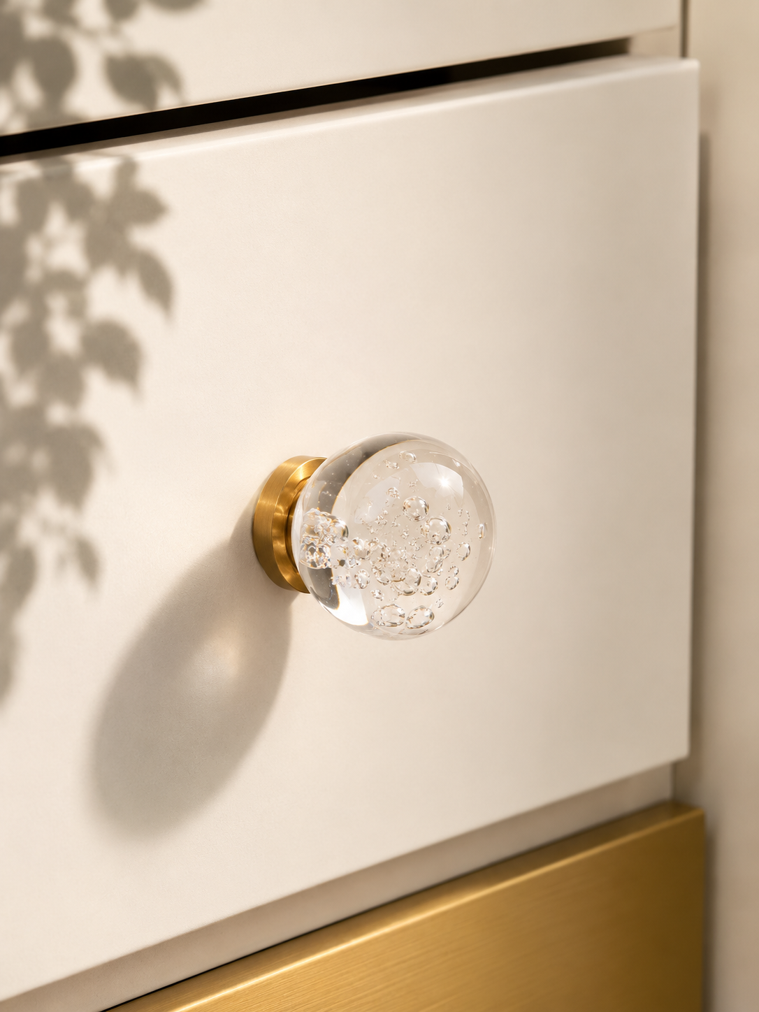 Image of Moon Orb Glitter Glass & Brass Knob