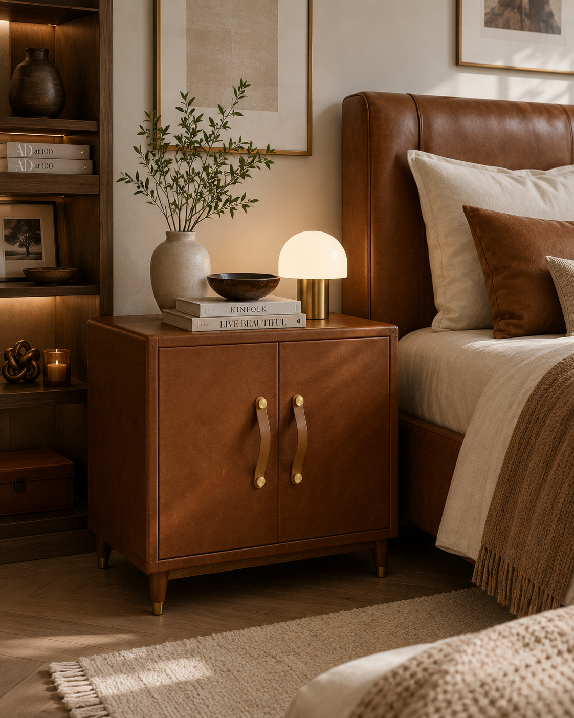 Image of Leather & Brass Strap Cabinet Pulls
