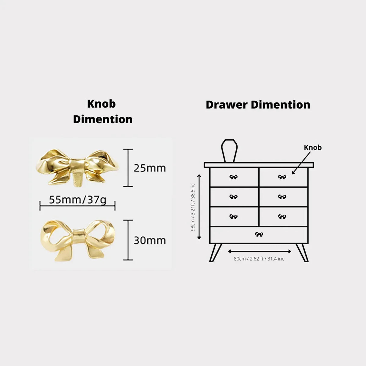 Image of Polished Brass Bow Cabinet Knob