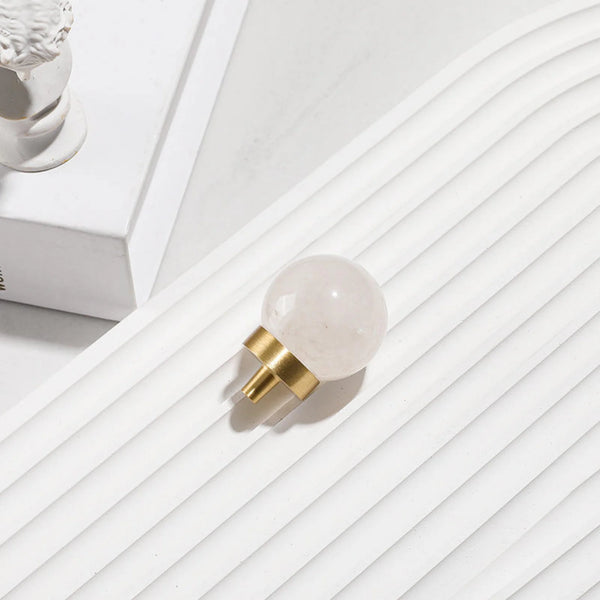 Natural Crystal Ball & Brass Cabinet Knob