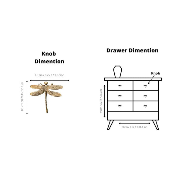 Dragonfly Solid Brass Cabinet Pull
