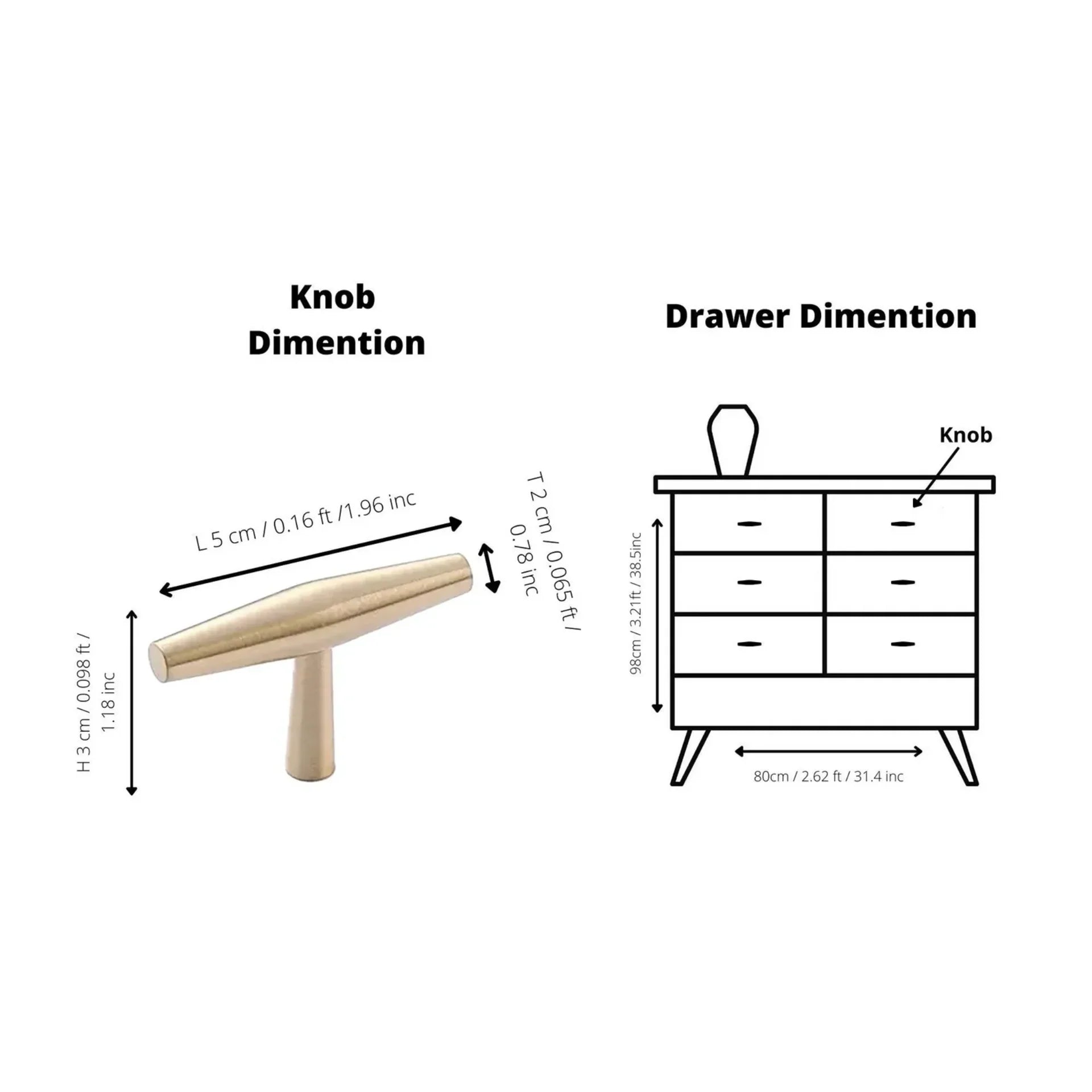 Image of Spindle Tapered Brass Cabinet Pull