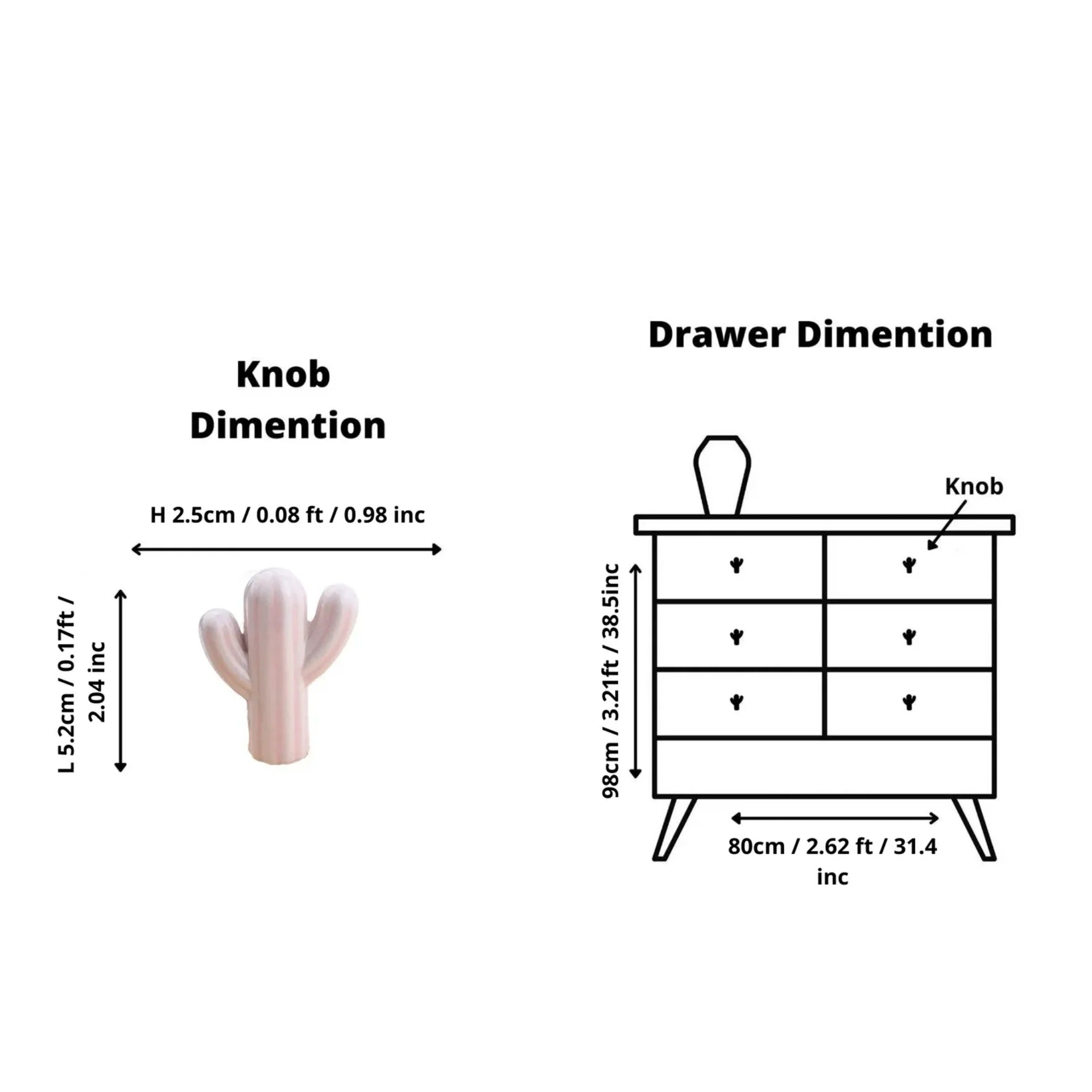 Image of Ceramic Cactus Cabinet Knob