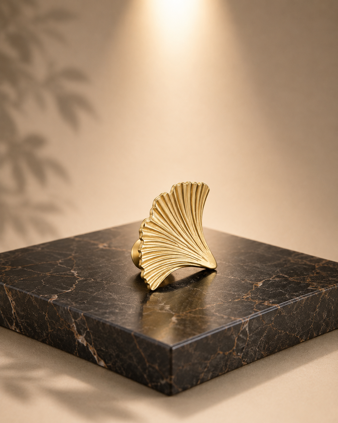 Image of Polished Gold Ginkgo Leaf Cabinet Pull