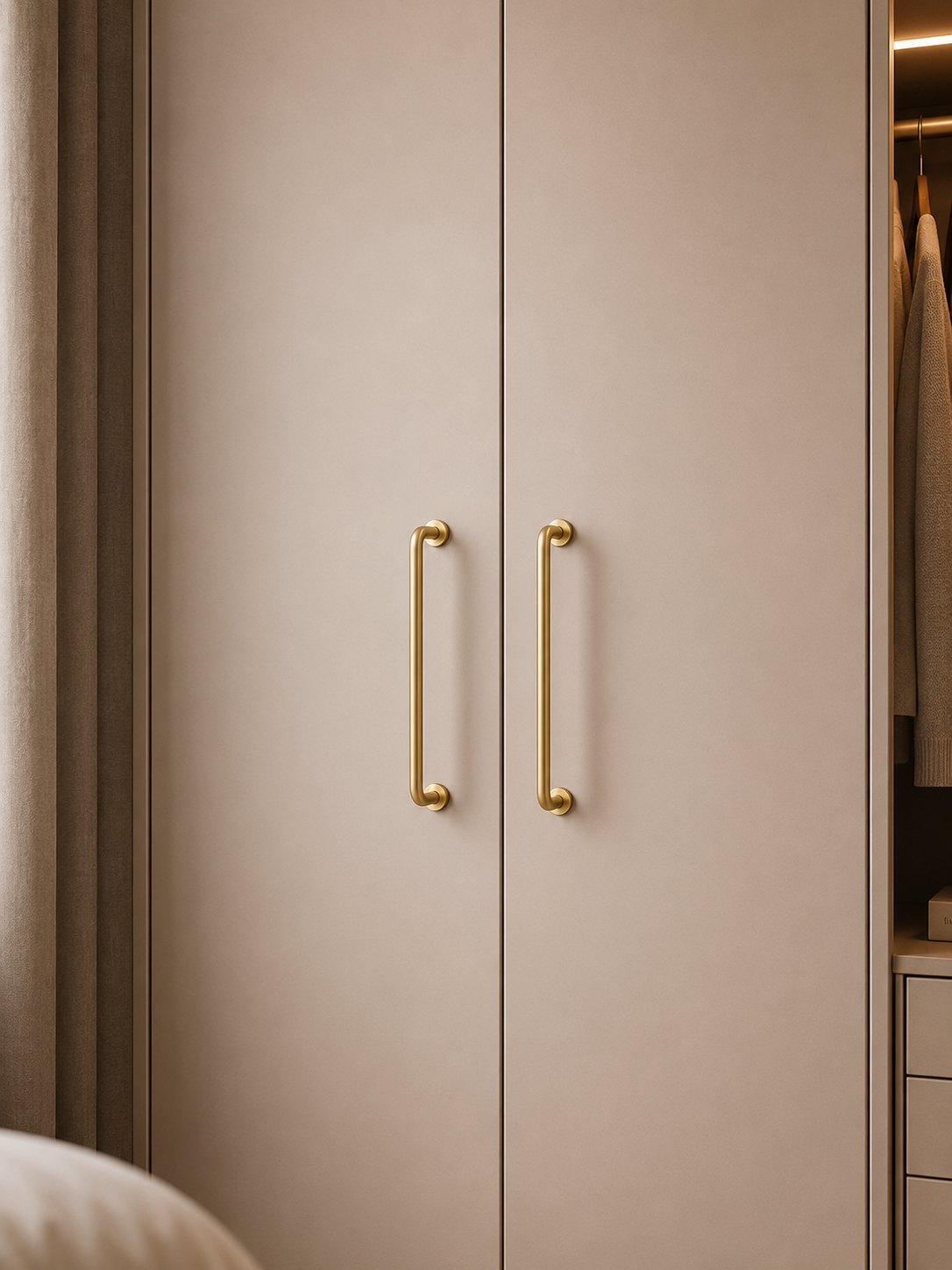 Image of Minimalist Solid Brass Curved Handle