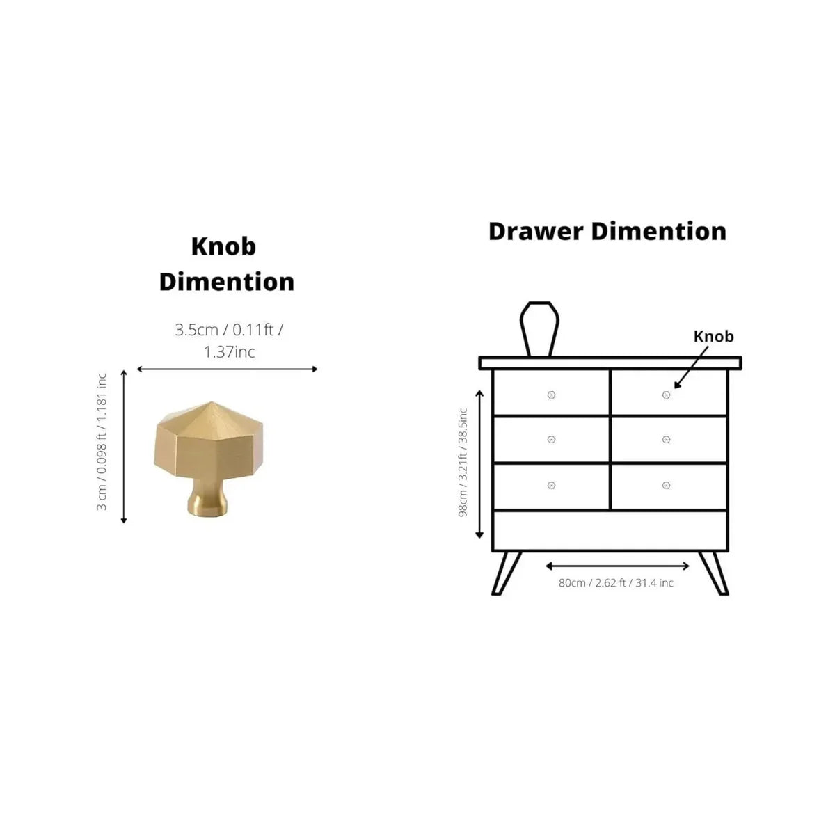 Image of Octagon Geometric Brass Cabinet Knob