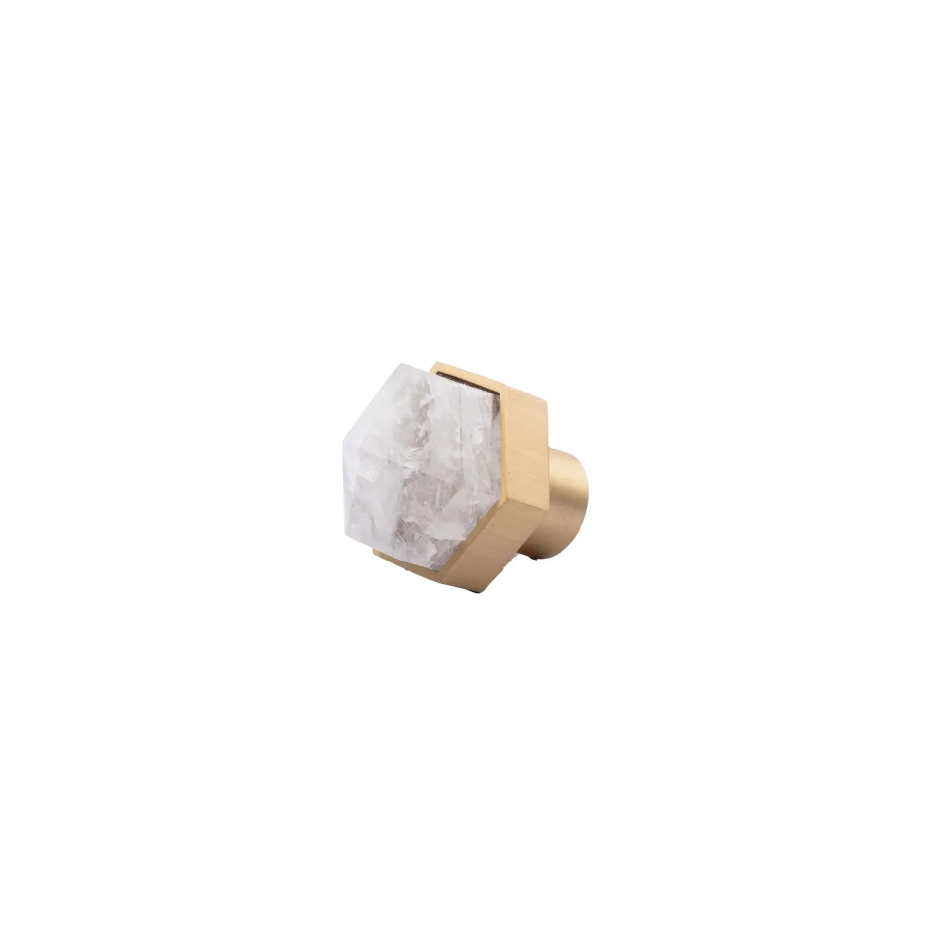 Image of Natural Crystal & Brass Hexagon Knob