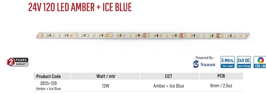 Image of Enso 24V 120 LED Amber + ICE Blue Strip Light