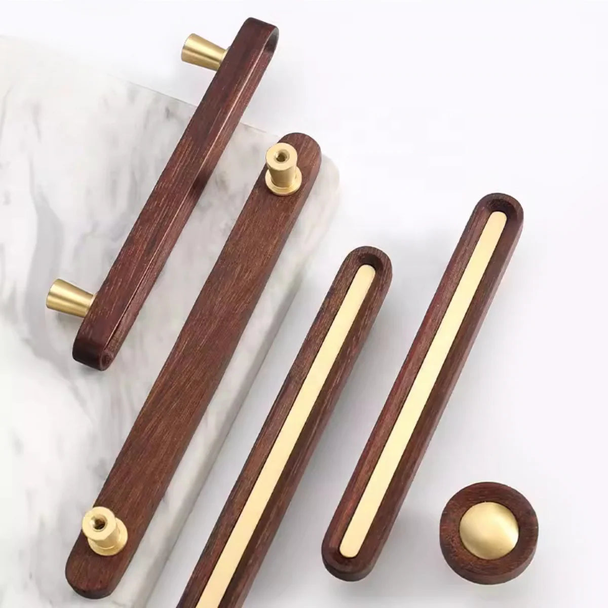 Image of Brushed Brass and Wenge Wood Handles